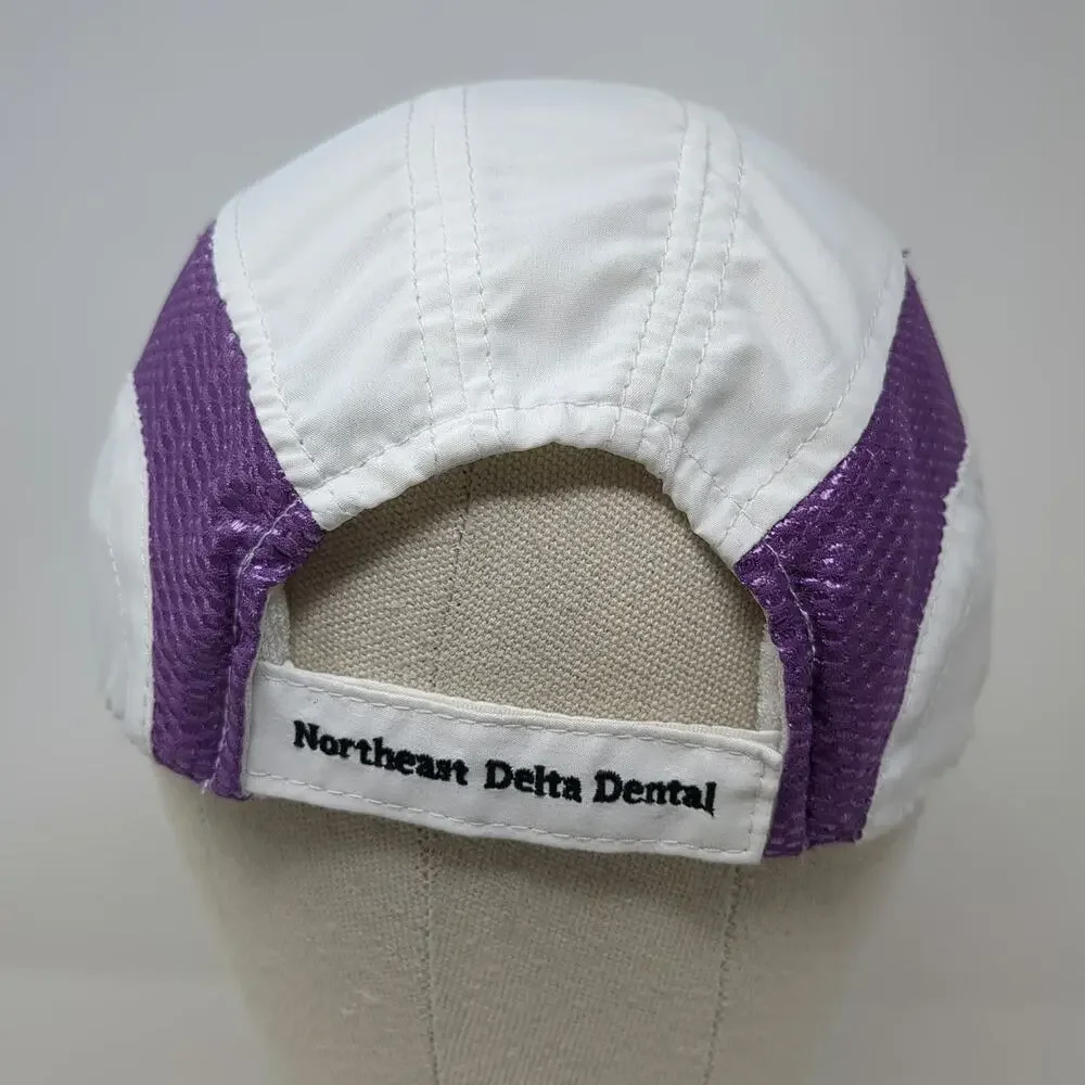 RaceTrackers Baseball Cap White One Size Purple Mesh Running Ribbon Logo Hat
